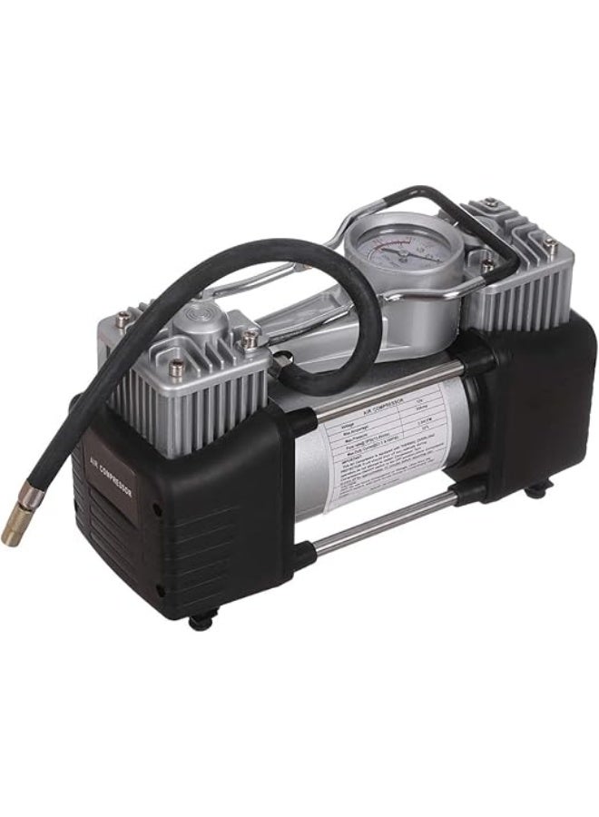 منفاخ إطارات سيارة 2 بستم معدني جبار بقوة 200 PSI للأعمال الشاقة وموتور مزدوج 12 فولت - Image 2